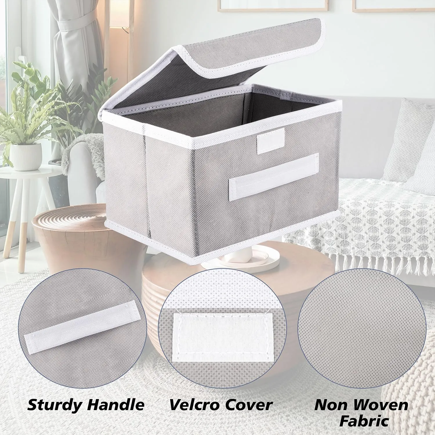 Kuber Industries Drawer Storage Box | Foldable Dhakkan Storage Box | Non-Woven Clothes Organizer For Toys | Storage Box with Handle | Large | Pack of 2 | Pink & Gray