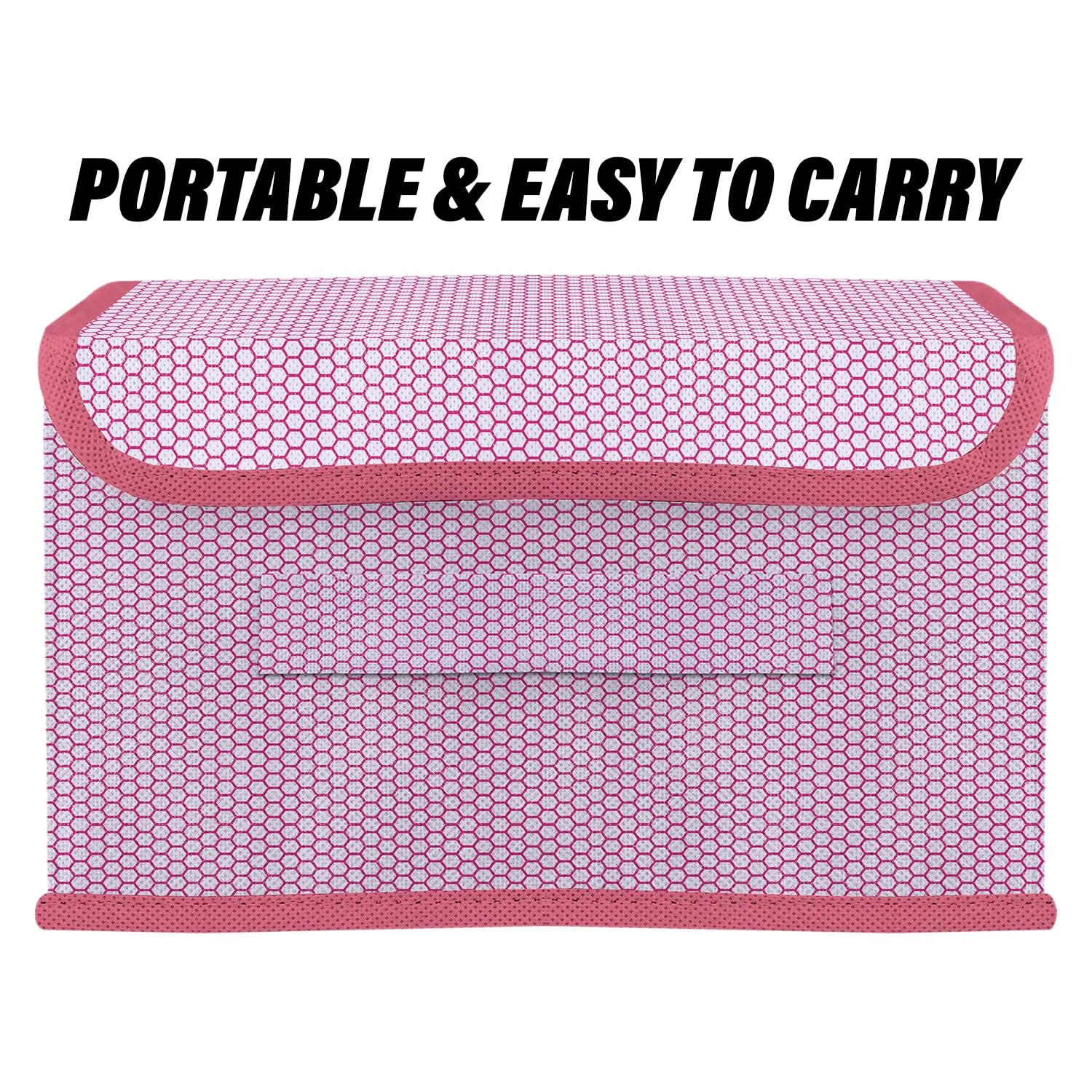 Kuber Industries Drawer Storage Box | Foldable Dhakkan Storage Box | Non-Woven Clothes Organizer For Toys | Storage Box with Handle | Large | Pack of 2 | Pink & Gray