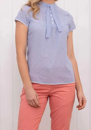 Lace Up Pintuck Blouse