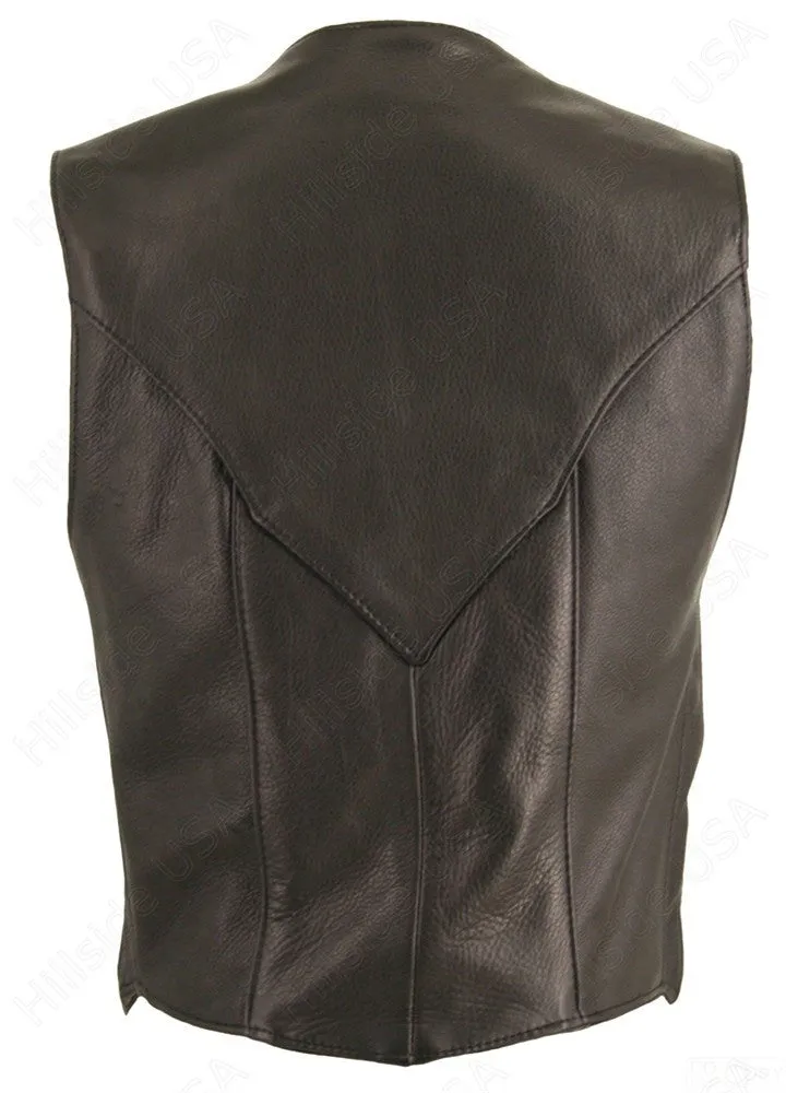 Ladies Made in USA Naked Leather Motorcycle Vest Antique Brass Snaps