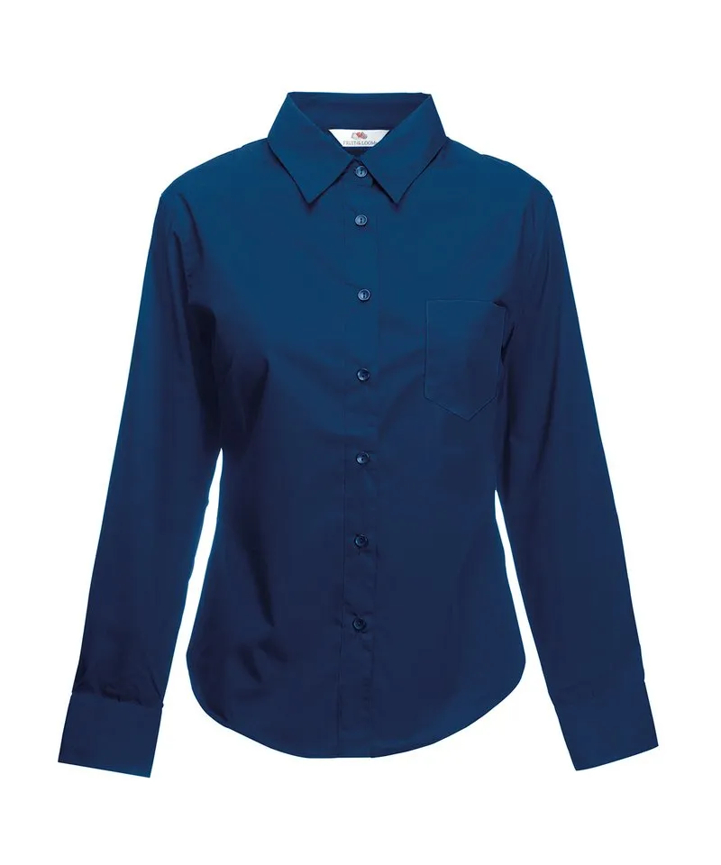 Ladyfit poplin long sleeve shirt | Navy