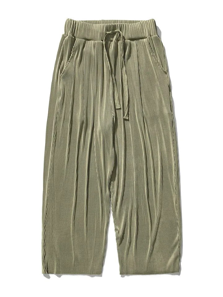 Male Flowy Pleated Solid Elasticated Waist Loose Pants