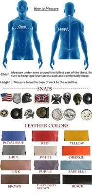 Men's Made in USA Black, Brown, Distressed Brown Naked Leather Basic Motorcycle Vest Leather Lined Gun Pockets