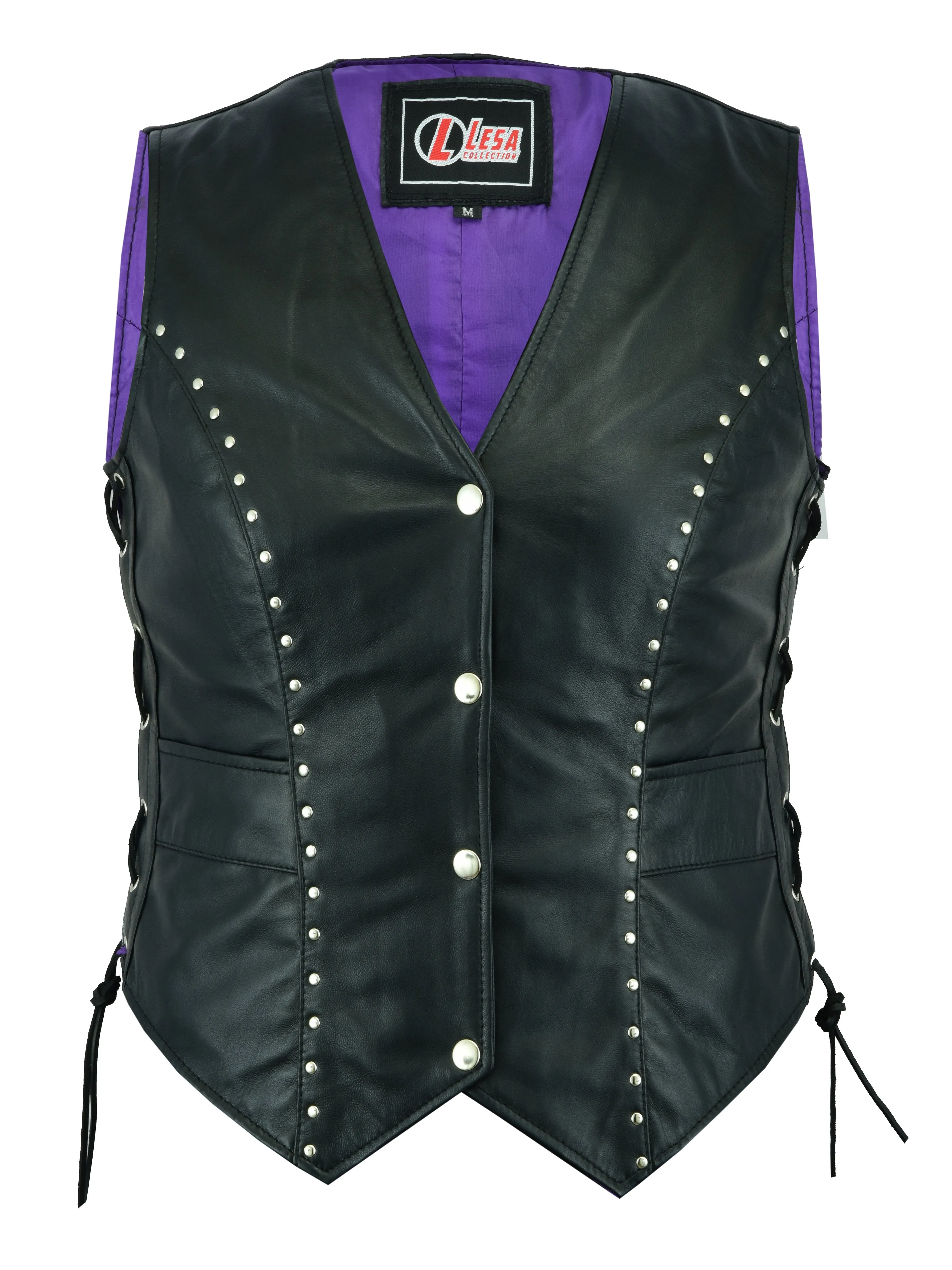 New Style Motorcycle Biker Leather Vest Waistcoat Ladies, Women