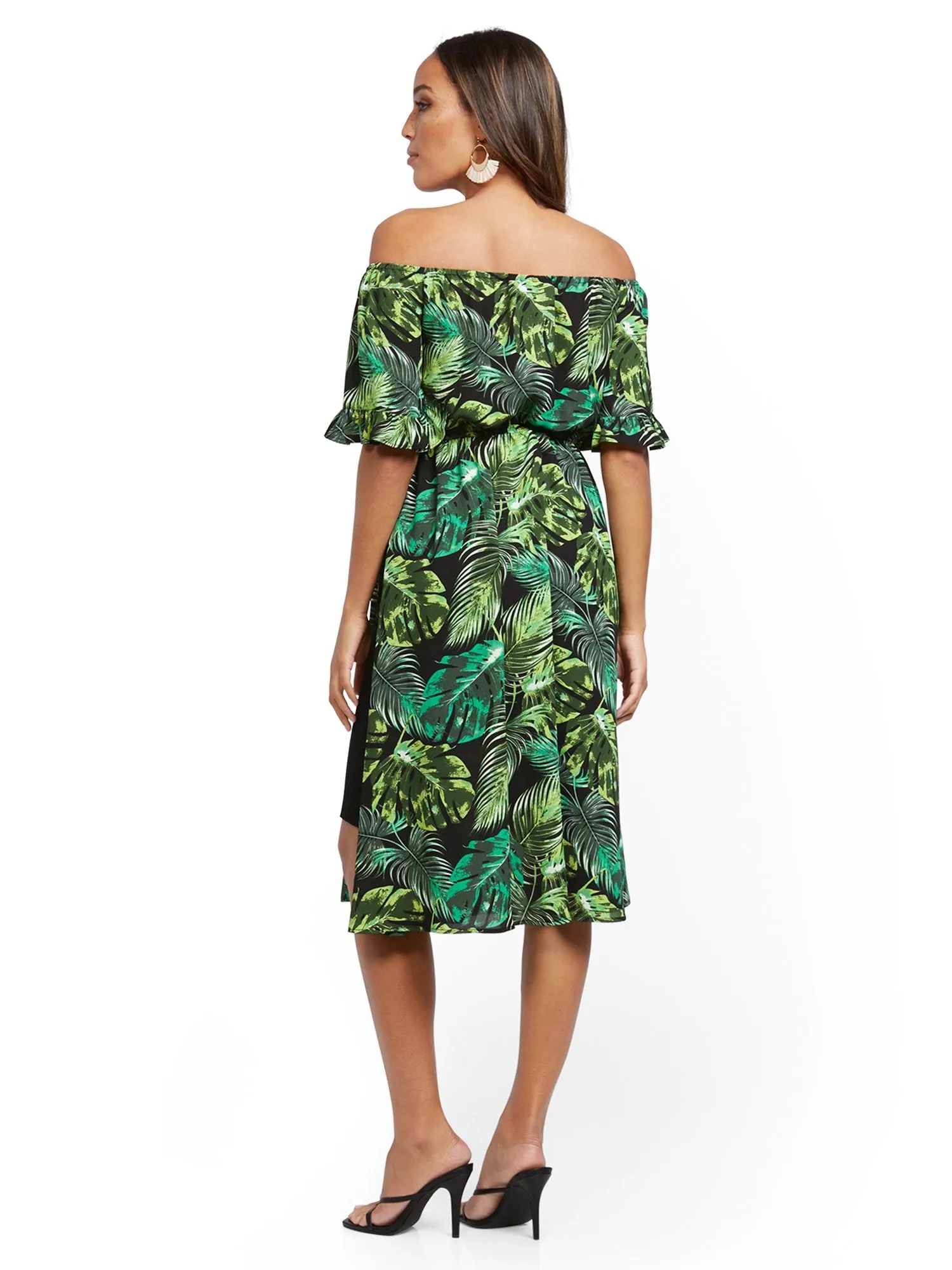 Off-The-Shoulder Statement Top - Palm Print