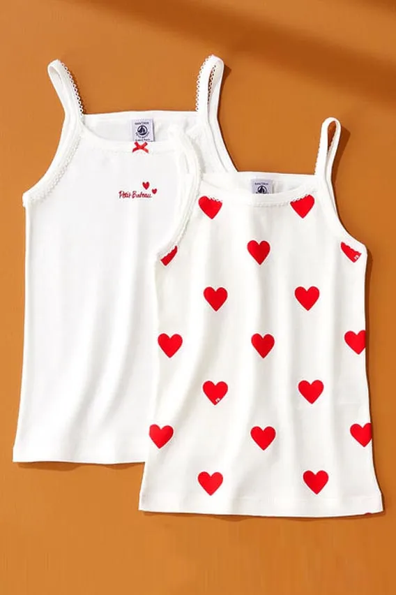 Petit Bateau Girls Underwear 2-Pack Hearts Cami