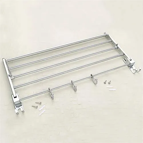 Plantex Eco Stainless Steel Folding Towel Rack/Towel Stand/Hanger Bathroom Accessories/Chrome Finish (18 Inches-Chrome)