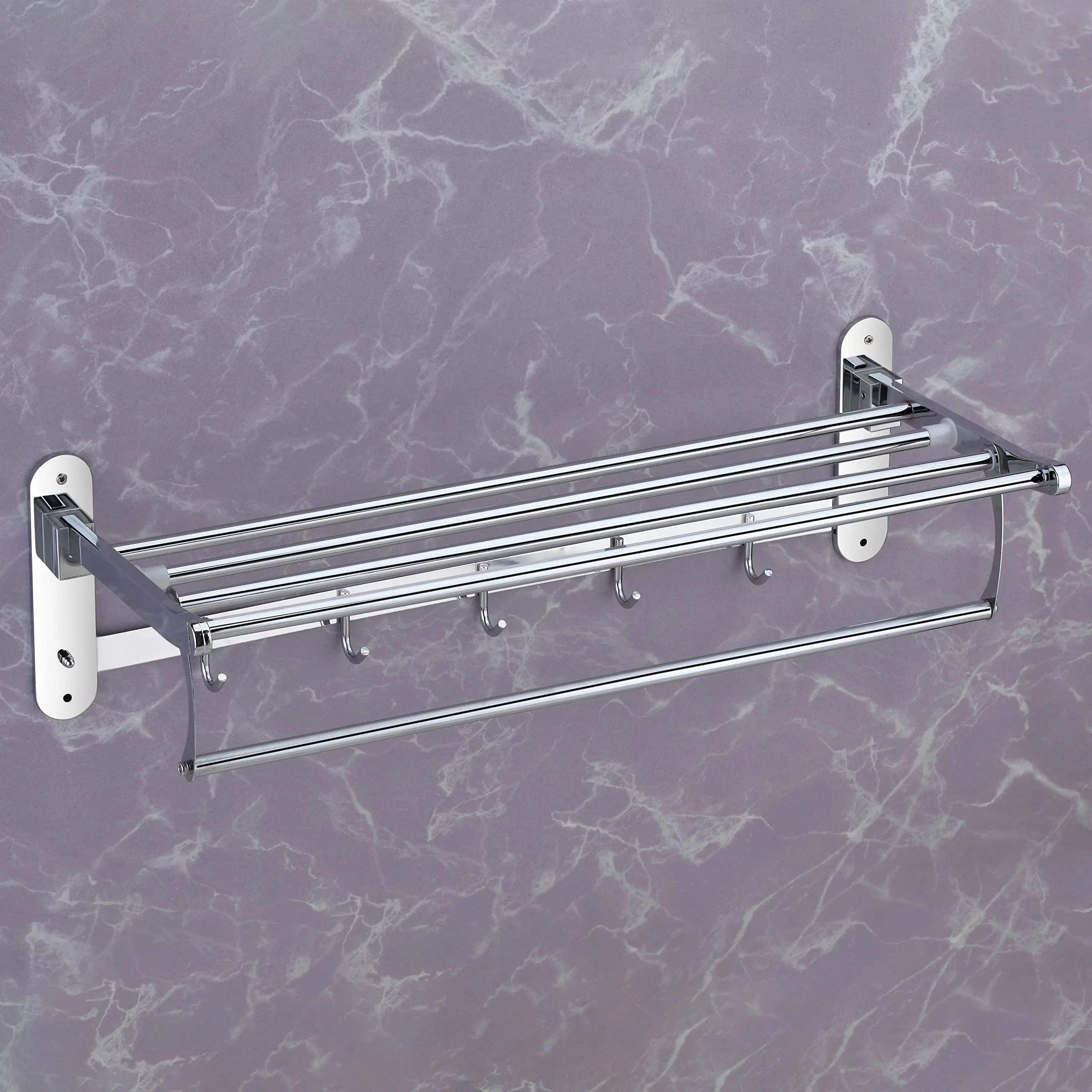 Plantex Stainless Steel Folding Towel Rack for Bathroom/Towel Stand/Towel Holder/Bathroom Accessories (24 Inch) - Chrome