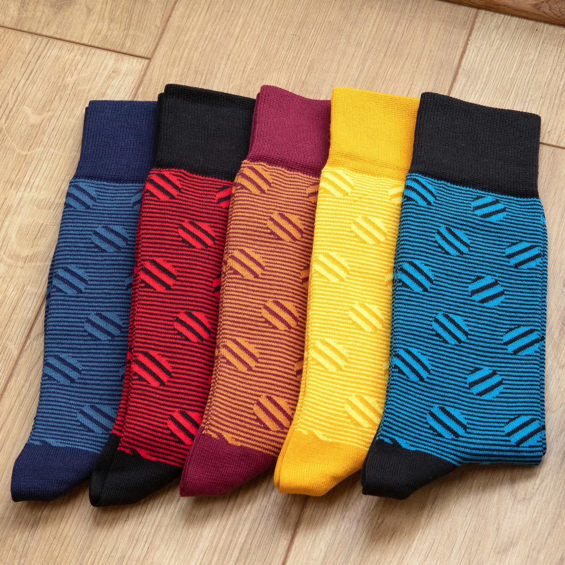 Polka Stripe Men's Socks - Sable