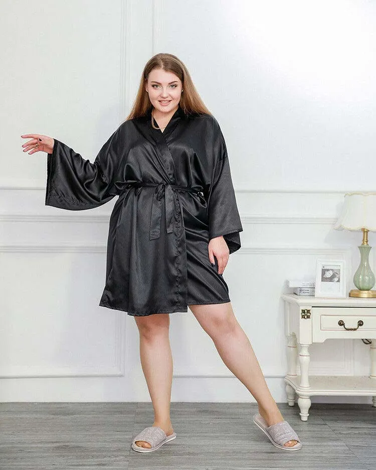 "French" Daina Extra Plus Size Silk Satin Robe