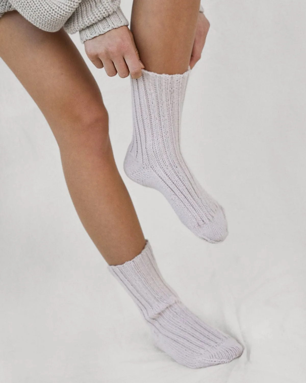 Rib Socks: Sea Salt Wool