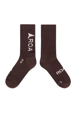 ROA - LOGO SOCKS DARK BROWN