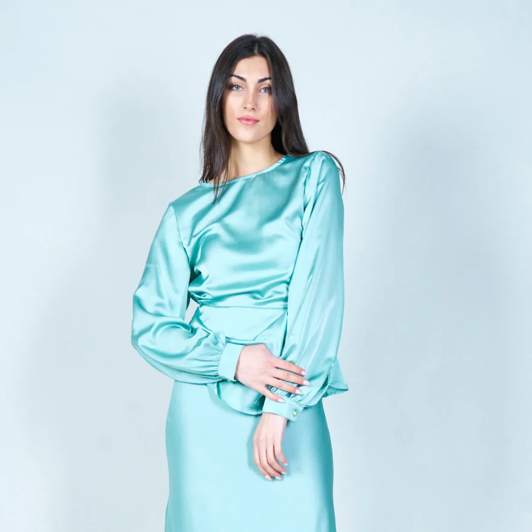 Satin blouse with bow detail wholesale