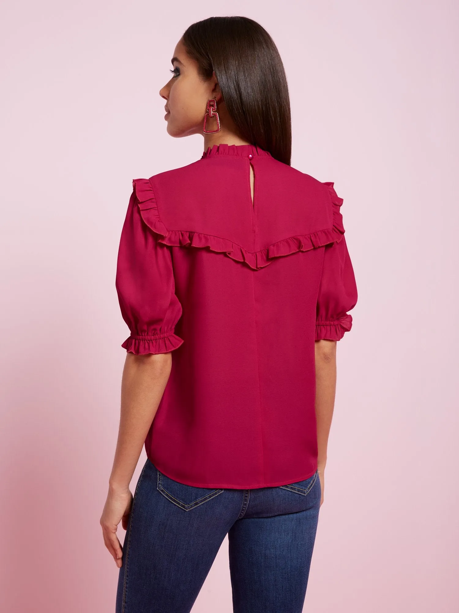 Short-Sleeve Ruffle Blouse