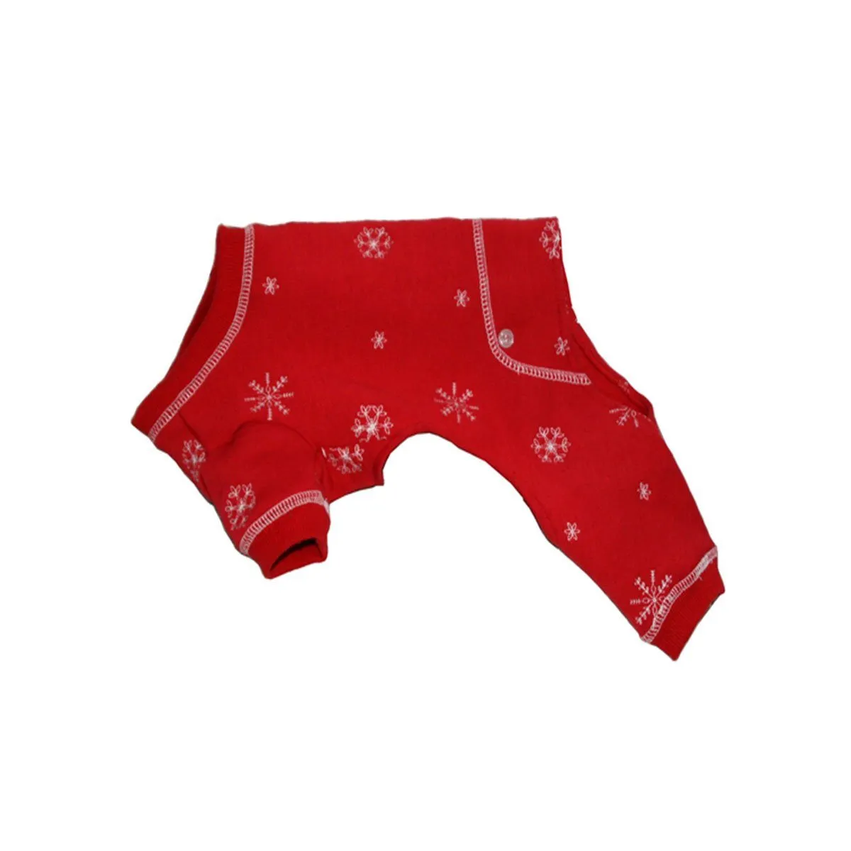 Snowflake Longjohn Dog Pajama in Red