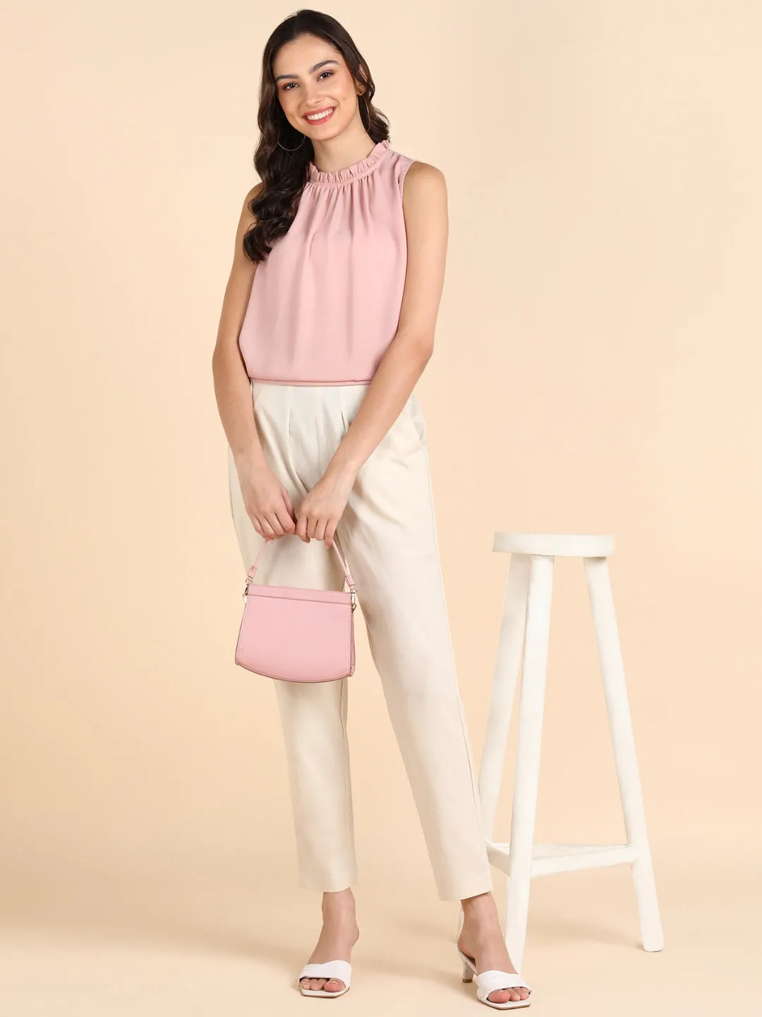 Soft Cotton Solid Color Pant - Cream/Off-White