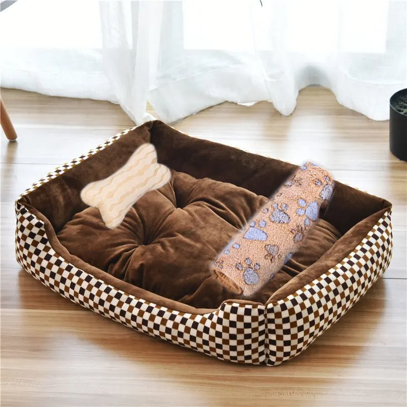 Soft Pet Bed | Flannel Thickened Pet Fleece Dog House | Soft Fleece Nest for Dogs & Cats | Breathable Puppy Kennel Mat | Comfy Baskets for Pets