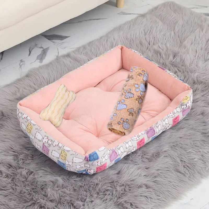 Soft Pet Bed | Flannel Thickened Pet Fleece Dog House | Soft Fleece Nest for Dogs & Cats | Breathable Puppy Kennel Mat | Comfy Baskets for Pets