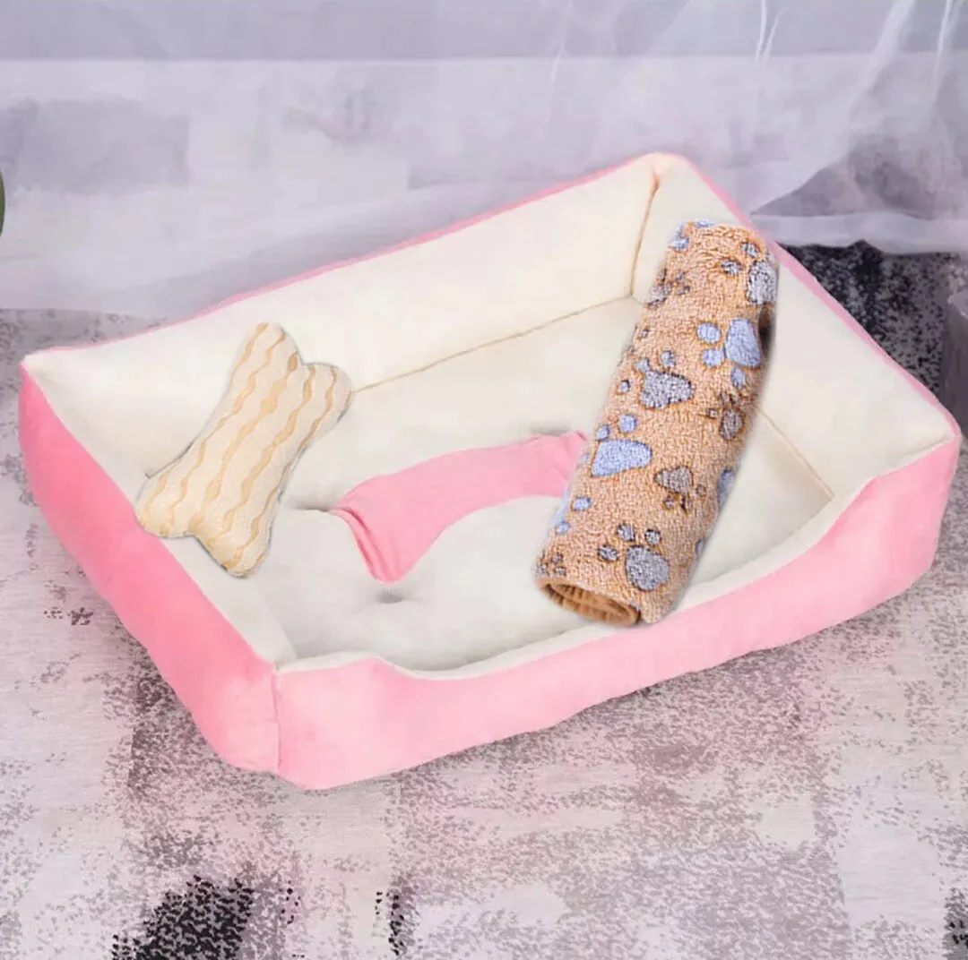 Soft Pet Bed | Flannel Thickened Pet Fleece Dog House | Soft Fleece Nest for Dogs & Cats | Breathable Puppy Kennel Mat | Comfy Baskets for Pets