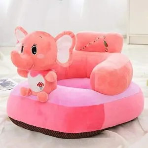 THD (Tuteja Home Decors) Soft Plush Elephant Shape Baby Cushion Sofa Seat or Rocking Chair for Kids (Pink)
