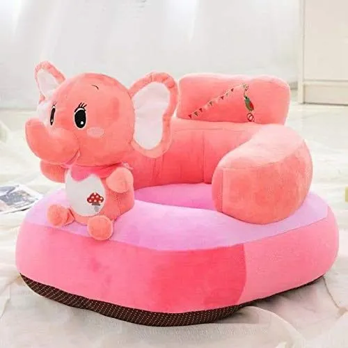 THD (Tuteja Home Decors) Soft Plush Elephant Shape Baby Cushion Sofa Seat or Rocking Chair for Kids (Pink)