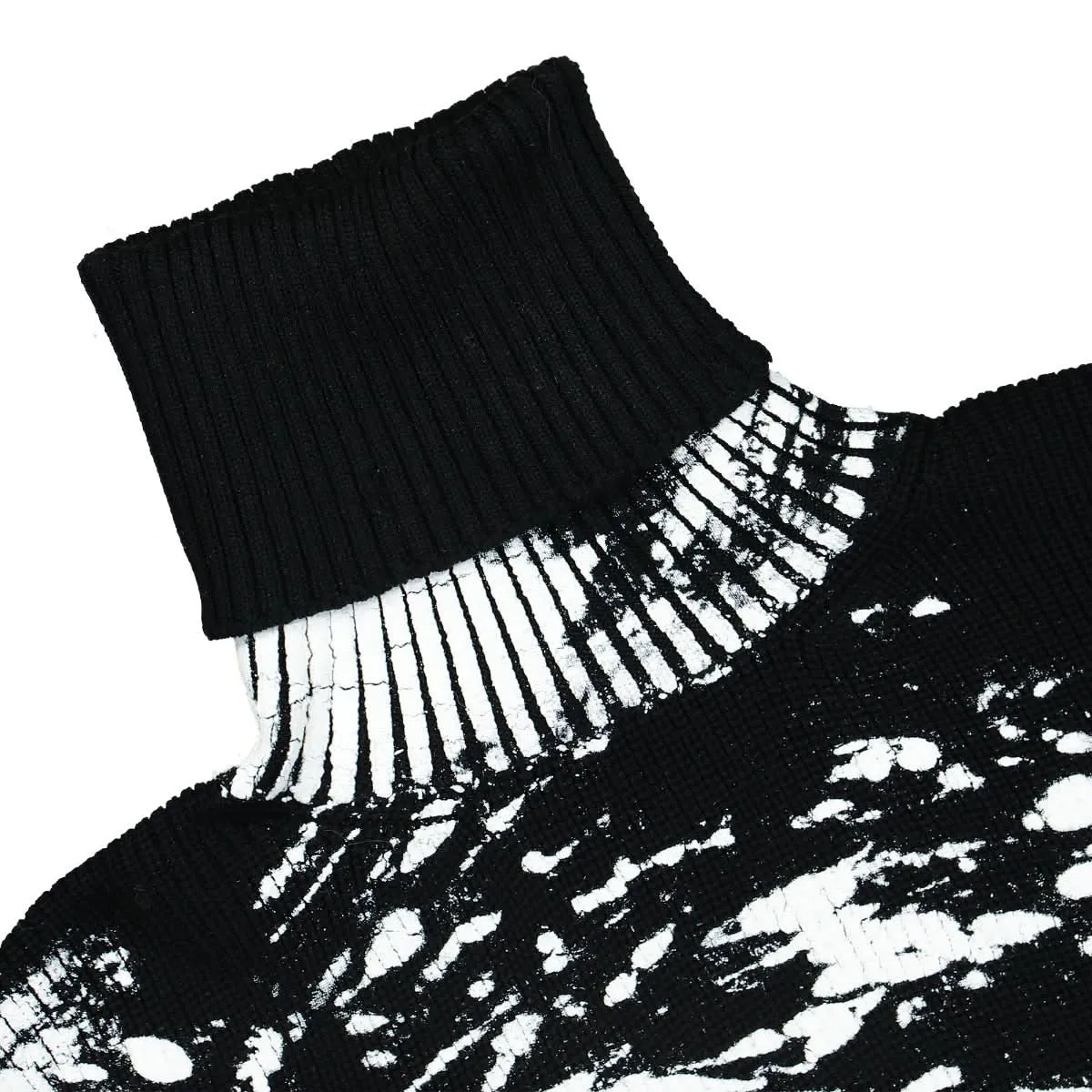 White Paint Destroyed Knitted Turtleneck