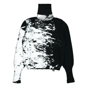 White Paint Destroyed Knitted Turtleneck