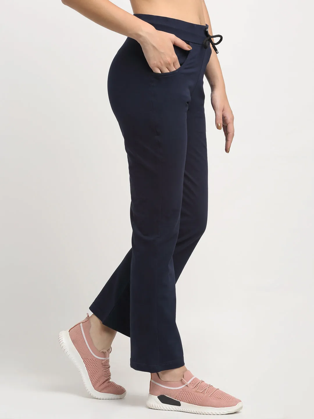 Women Navy Blue Solid Stretchable Lower