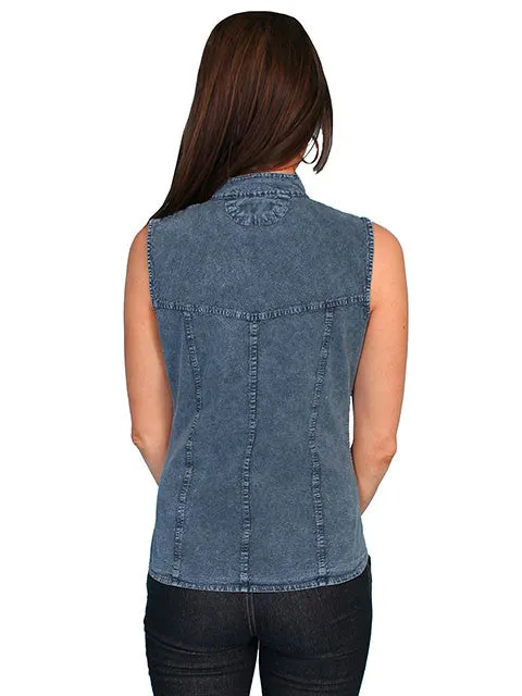 Women's Cantina Collection Top: Cap Sleeve with Floral Soutache, Dark Blue