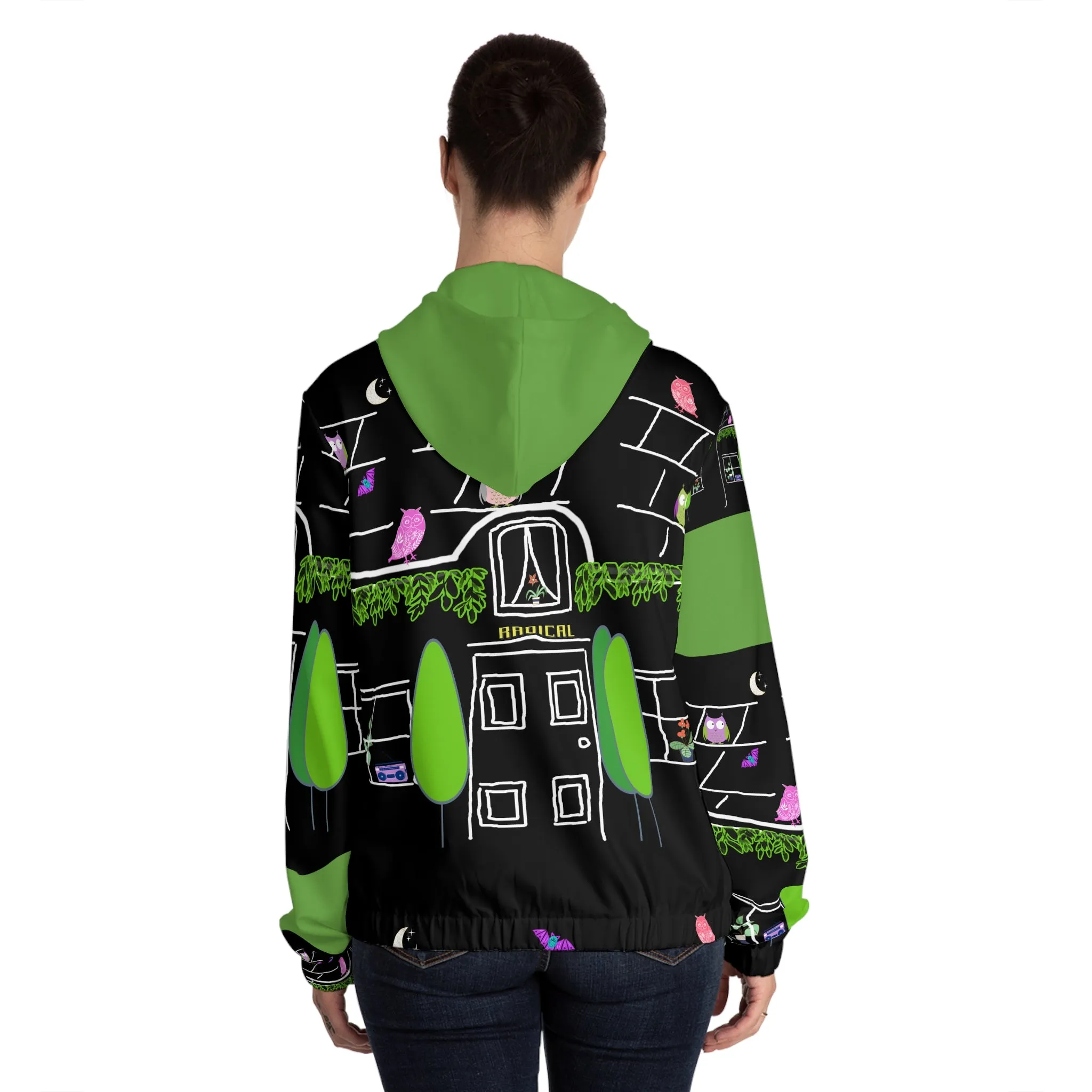 Women’s Full-Zip Hoodie (AOP) OWL HOUSE