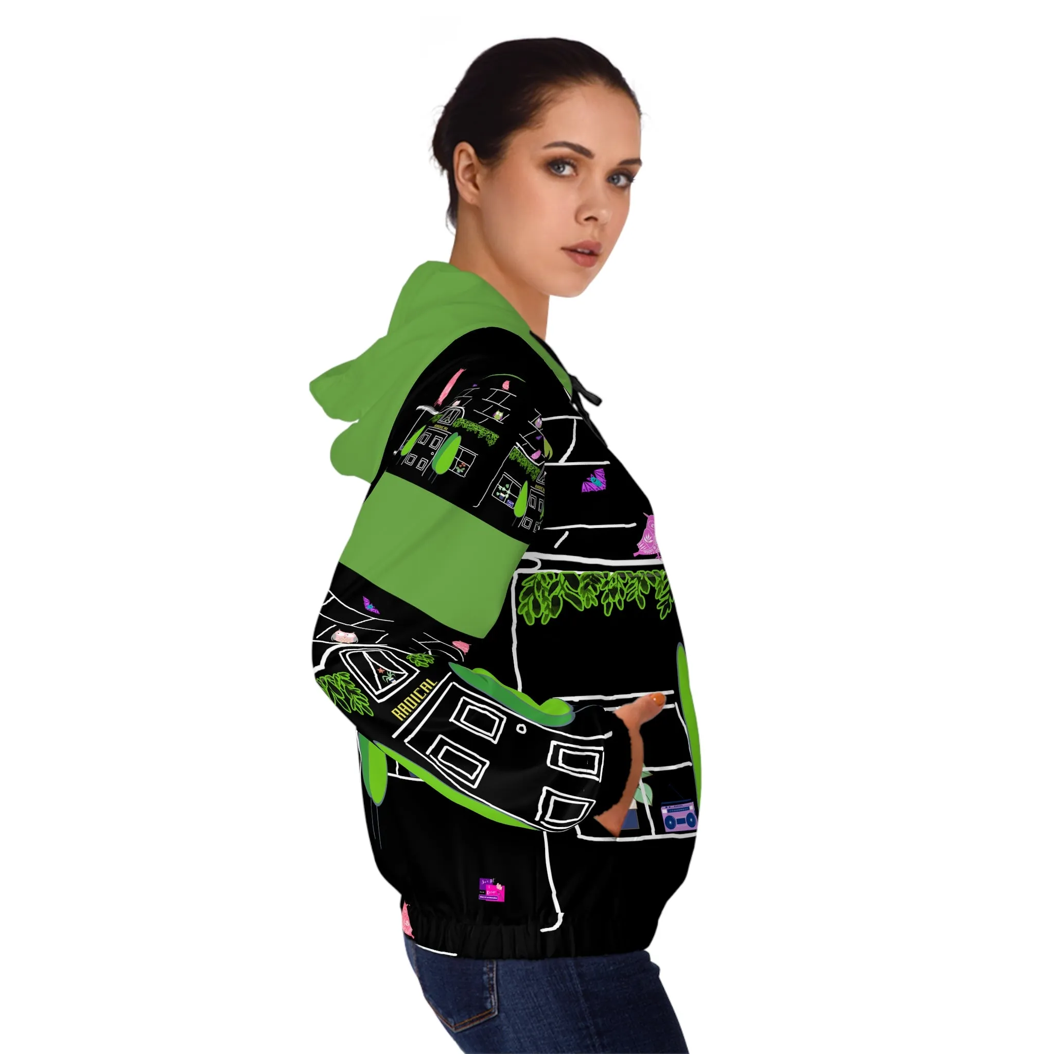 Women’s Full-Zip Hoodie (AOP) OWL HOUSE