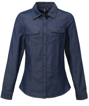 Womens jeans stitch denim shirt | Indigo Denim