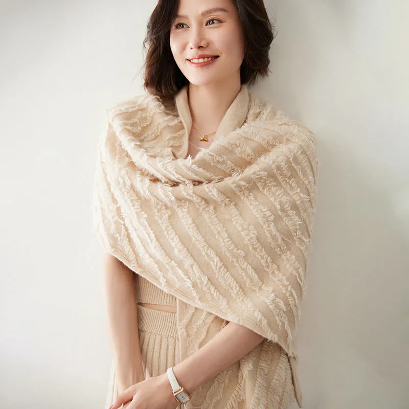 Women's New Long Tassel Shawl Wool Knitted Cashmere Scarf Shawl