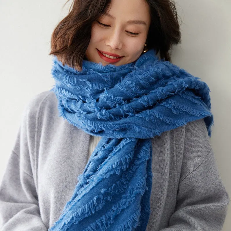 Women's New Long Tassel Shawl Wool Knitted Cashmere Scarf Shawl