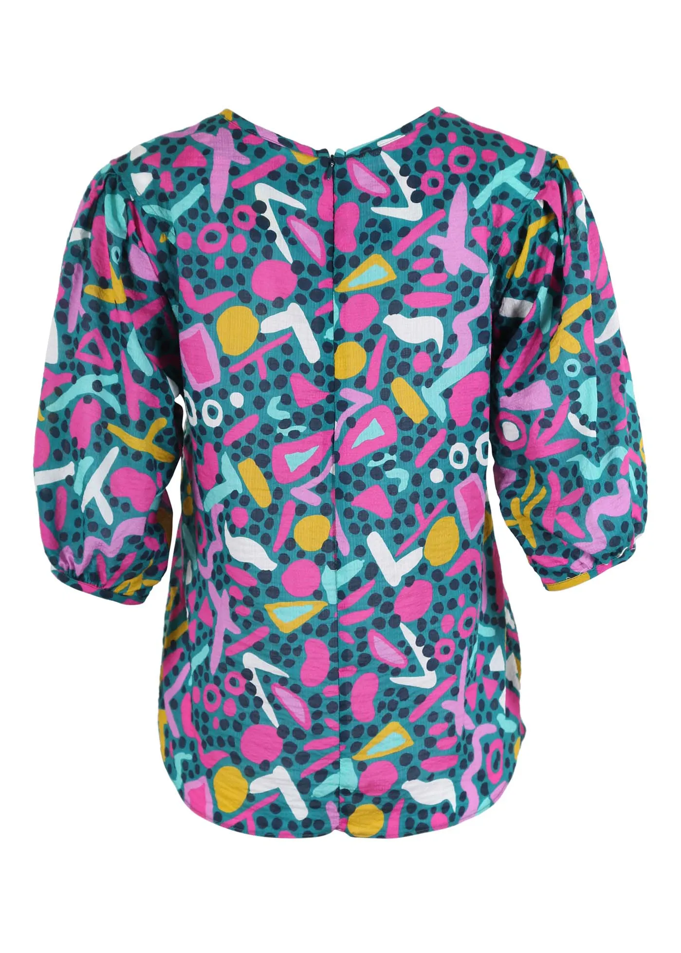 Wonderland Blouse Turquoise in Seersucker