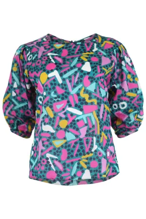Wonderland Blouse Turquoise in Seersucker
